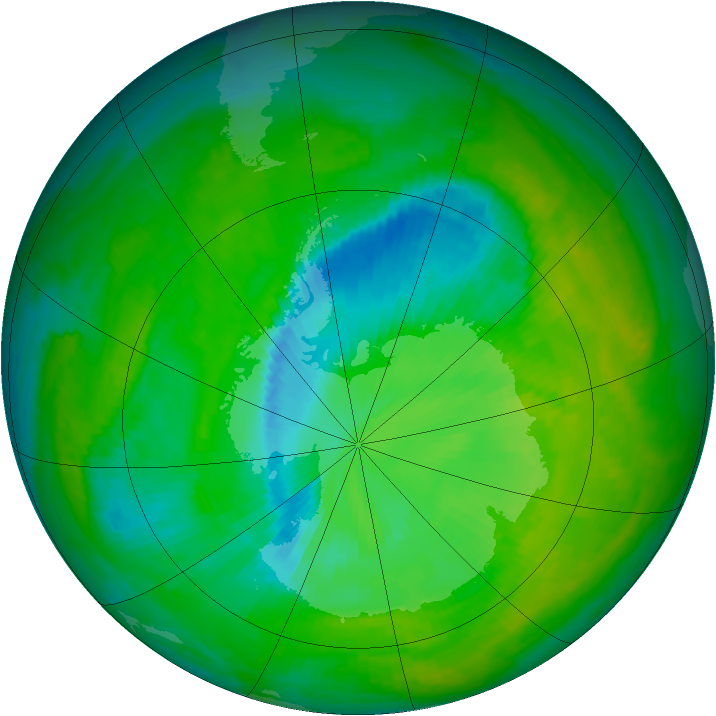 Antarctic ozone map for 01 December 2000